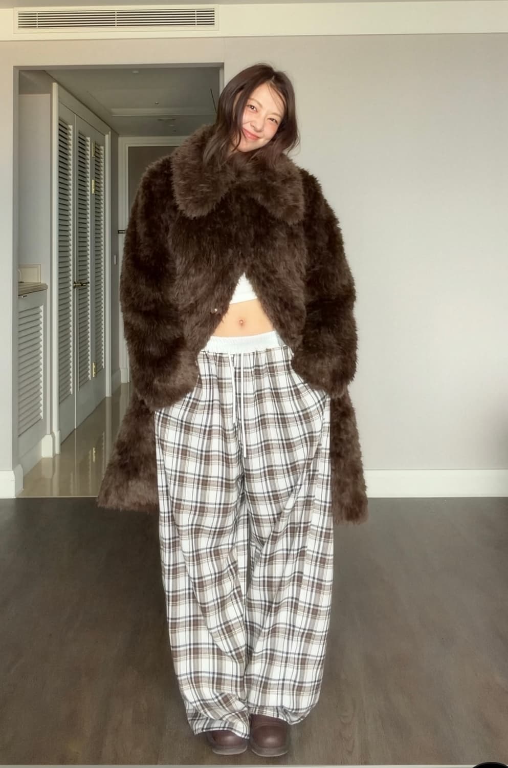 ERER 에르에르 퍼 롱코트 브라운 os 상품이미지2