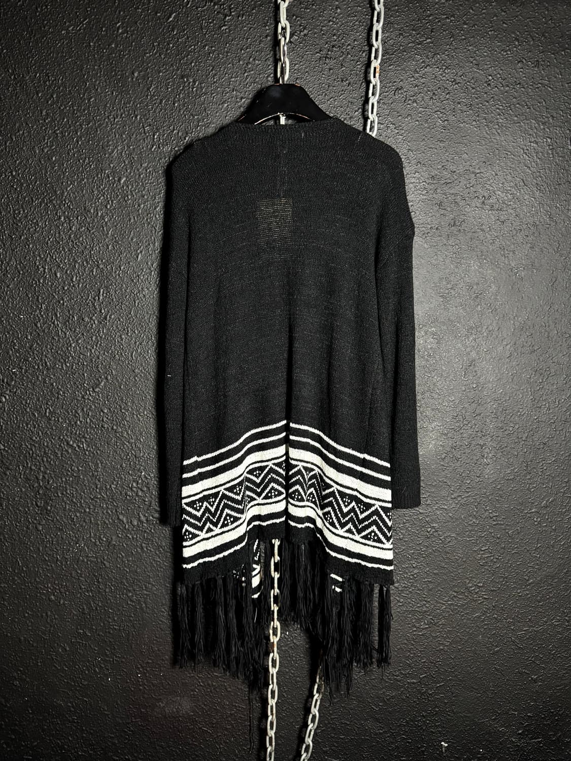 GORGE – Black Fringed Patterned Cardigan 상품이미지6