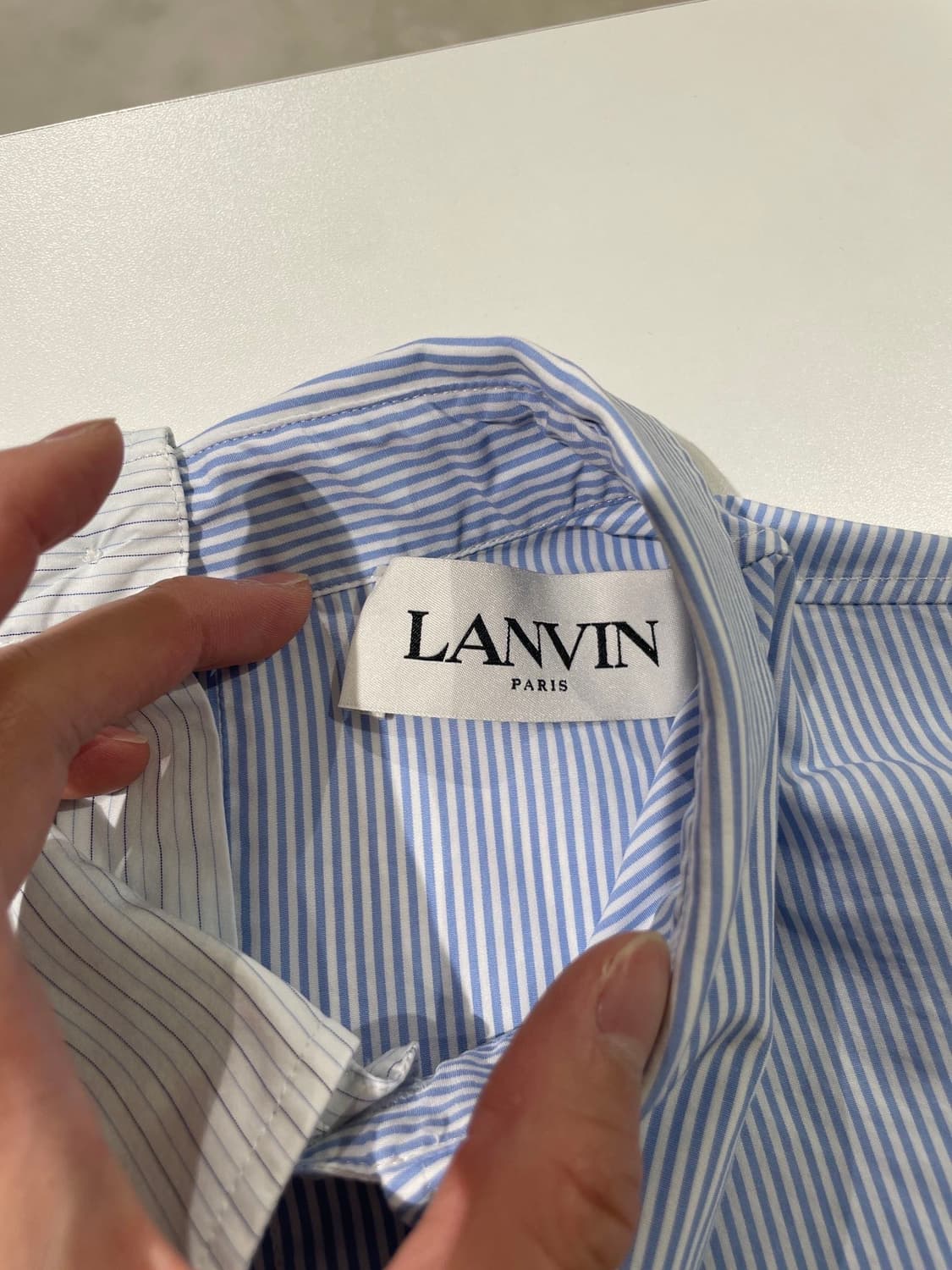 랑방 투 톤 스플릿 스트라이프 코튼 오버 셔츠 상품이미지7