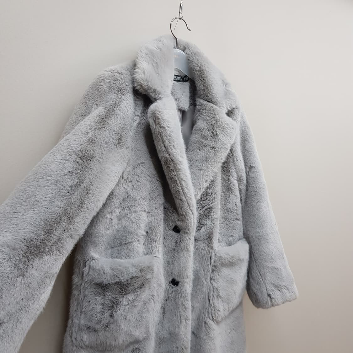 로렌 랄프로렌 그레이 퍼 텍스처 세미루즈 코트 XS사이즈 상품이미지3