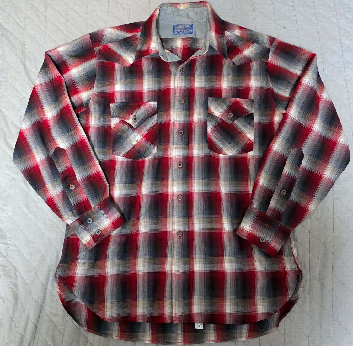 [L] 빈티지 펜들턴 레드 블랙 울 체크 플란넬 셔츠 상품이미지1