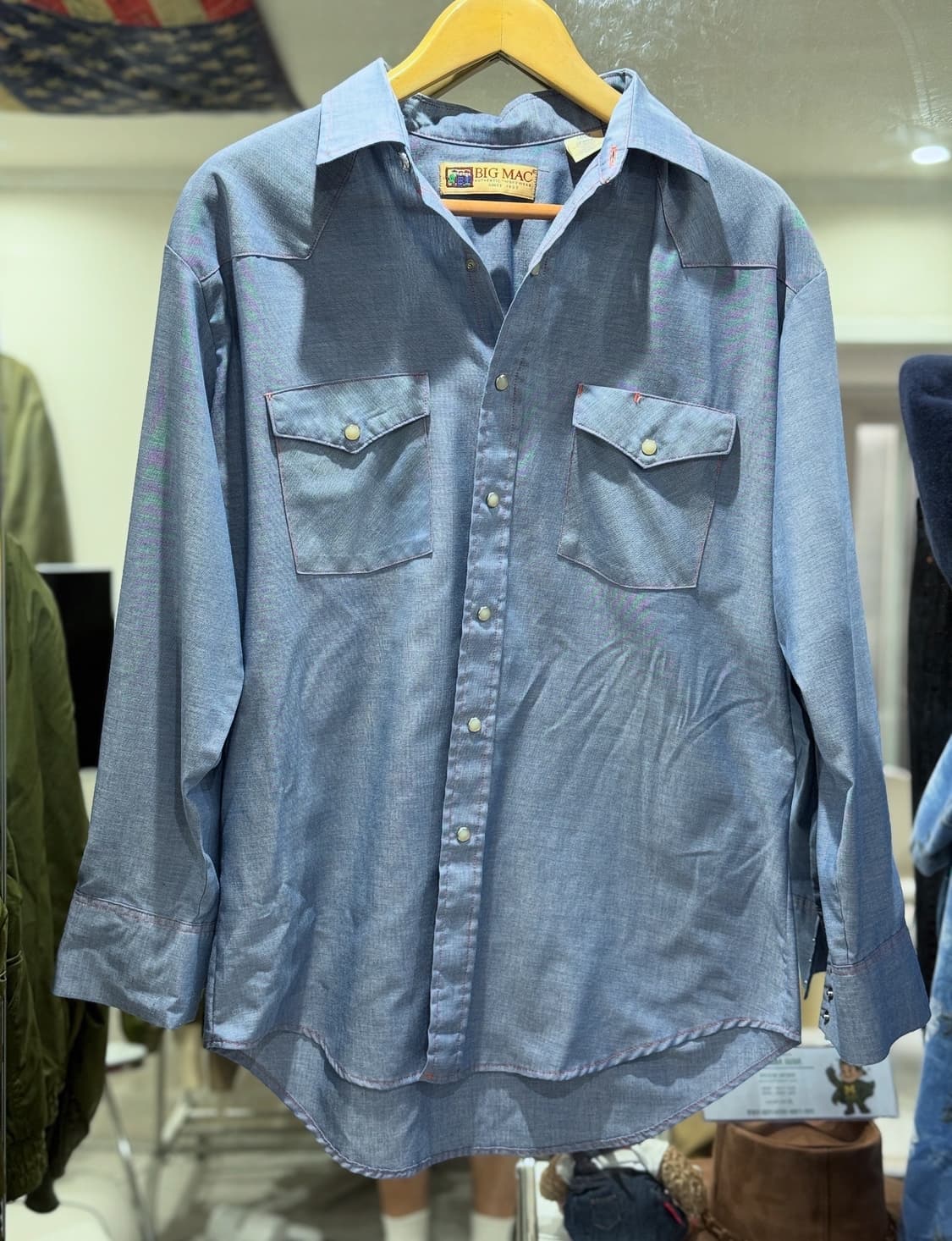 Big Mac 웨스턴 샴브레이 셔츠 made in USA (L) 상품이미지1