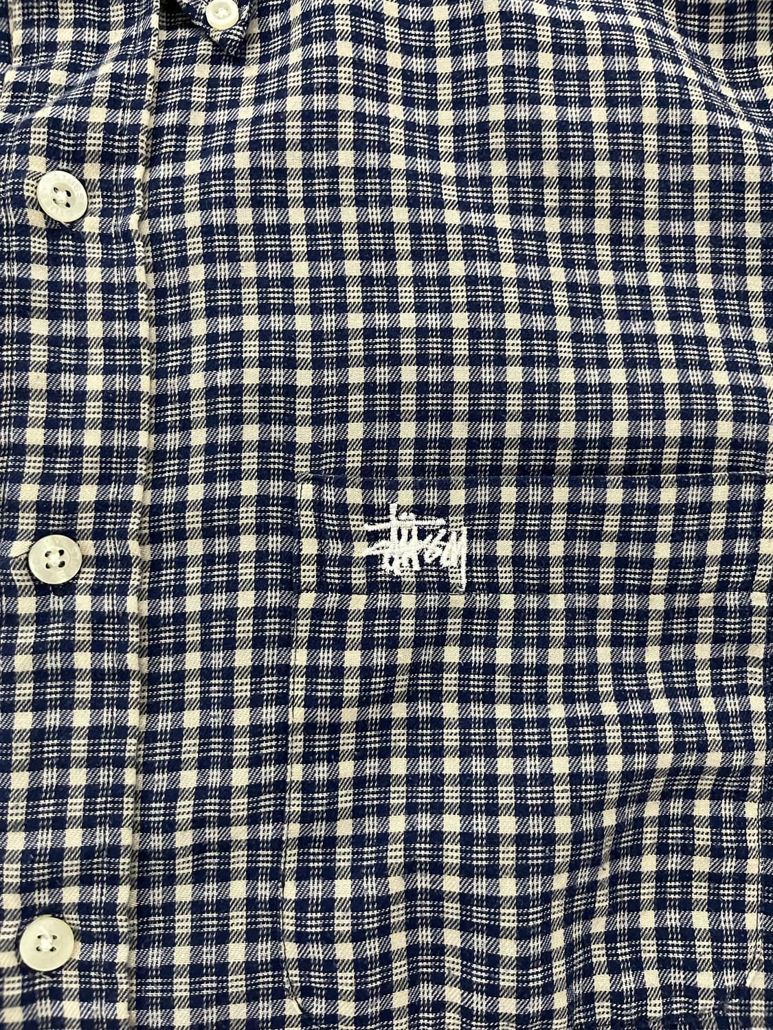 올드 스투시 체크 셔츠 네이비 M 상품이미지4
