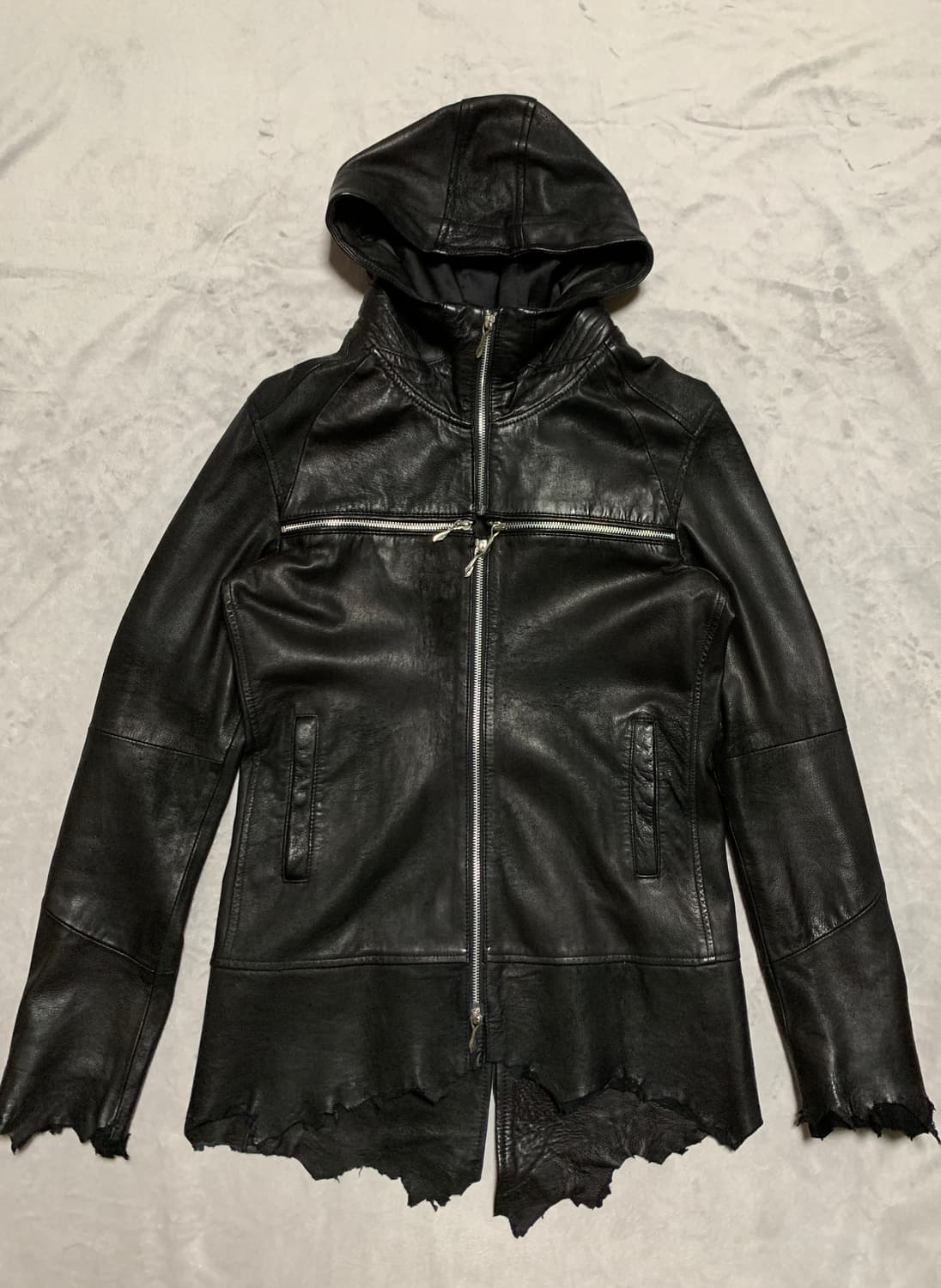 14th addiction cross zip leather hoodie 상품이미지1