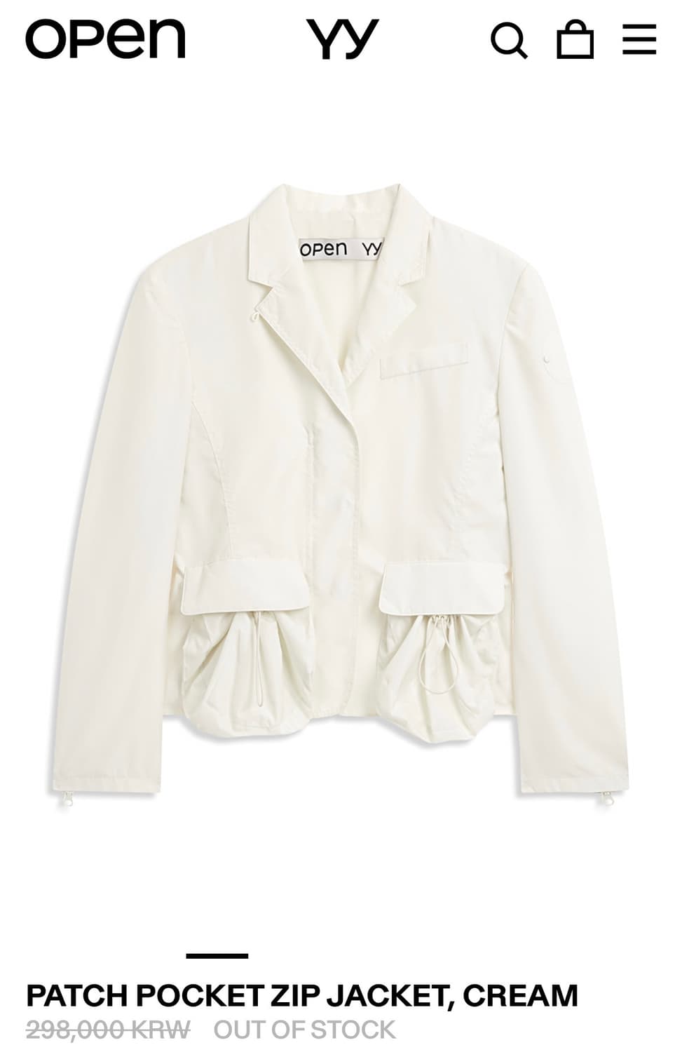 OPEN YY PATCH POKET ZIP JACKET, CREAM 상품이미지2