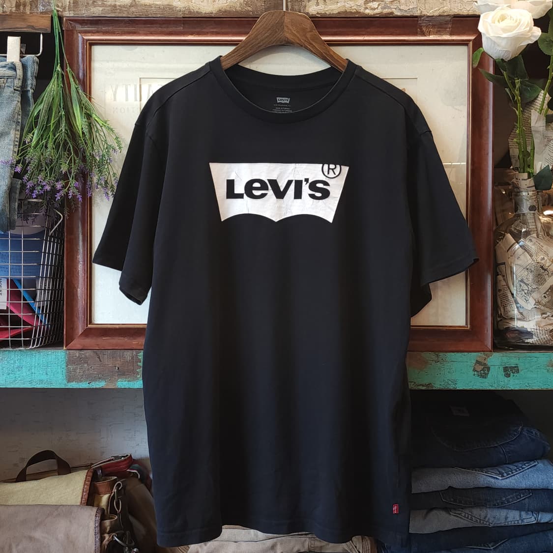 00s 리바이스 빈티지 티셔츠 프린팅 티셔츠 블랙 브로큰 배트윙 L 상품이미지1