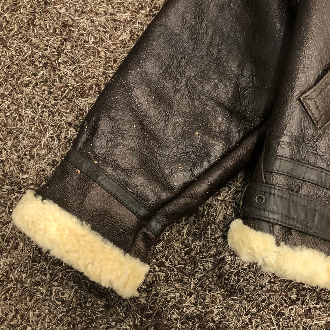 빈티지 B-3 양가죽 양털 시어링 레더 가죽 무스탕 자켓 상품이미지4