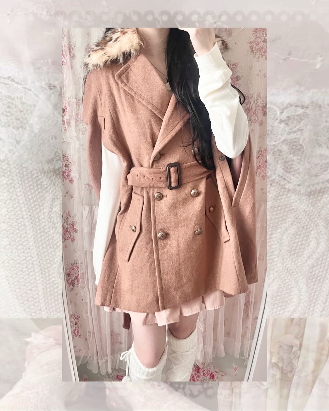 JPN brand ギャル fur cape blet coat 상품이미지4