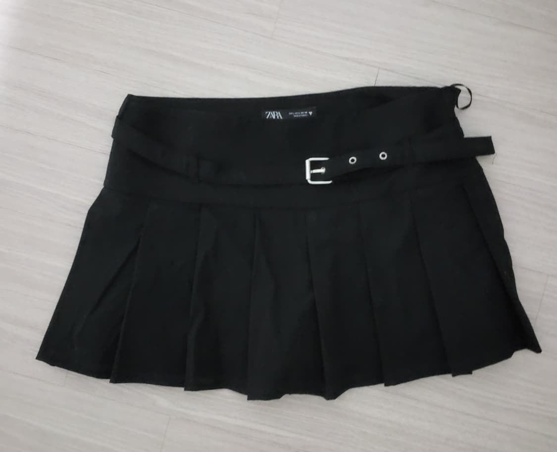 자라 벨트 블랙 검정색 스커트 주름 치마 상품이미지1