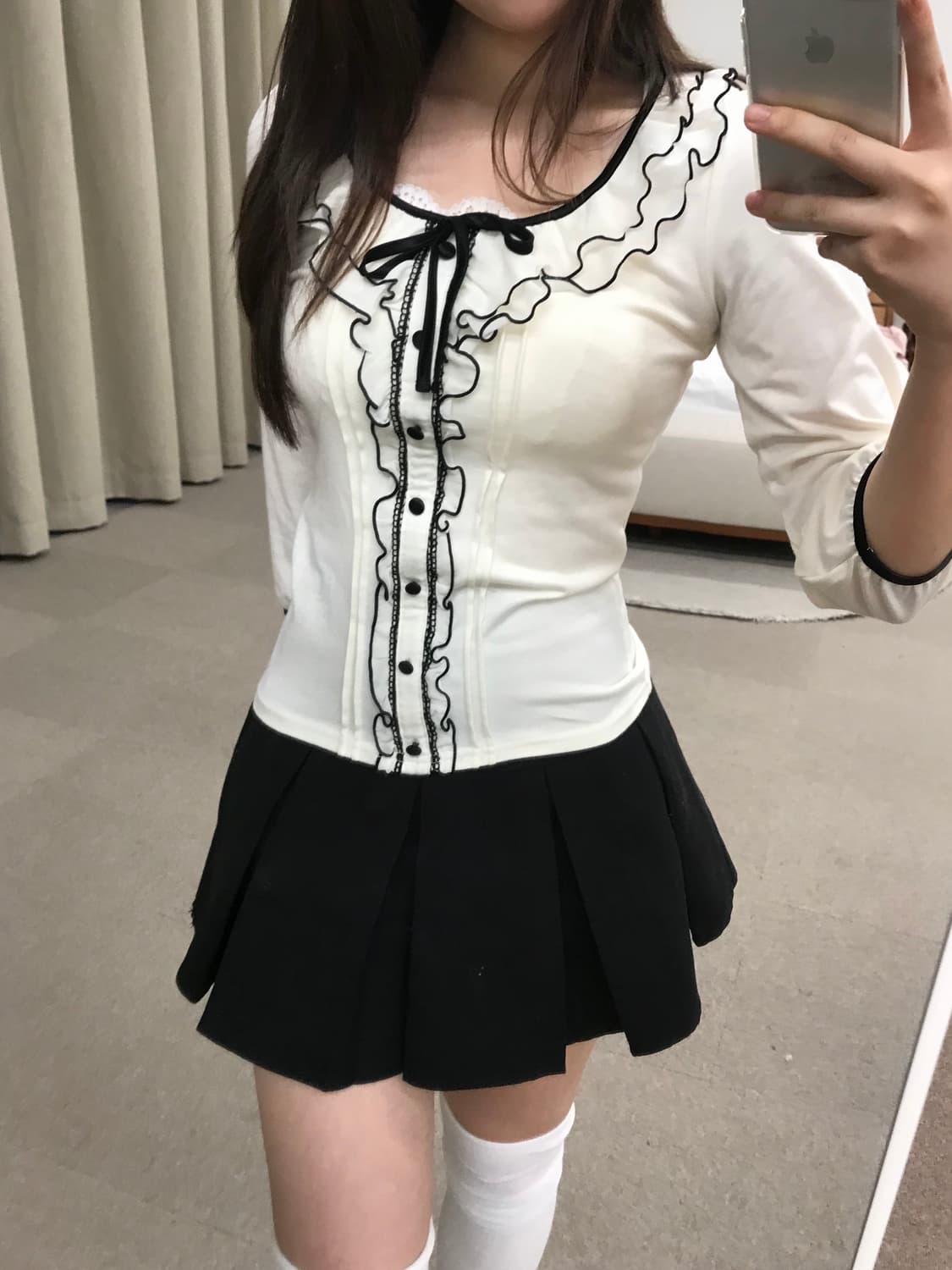 Cecil McBee ribbon ruffle blouse 상품이미지4