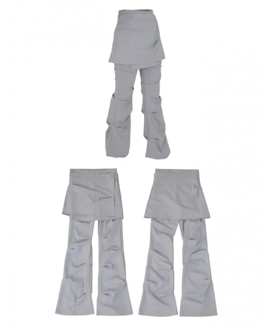 (새제품) 오호스 ojos 랩 오버 턱 팬츠 스커트 그레이 2 상품이미지2