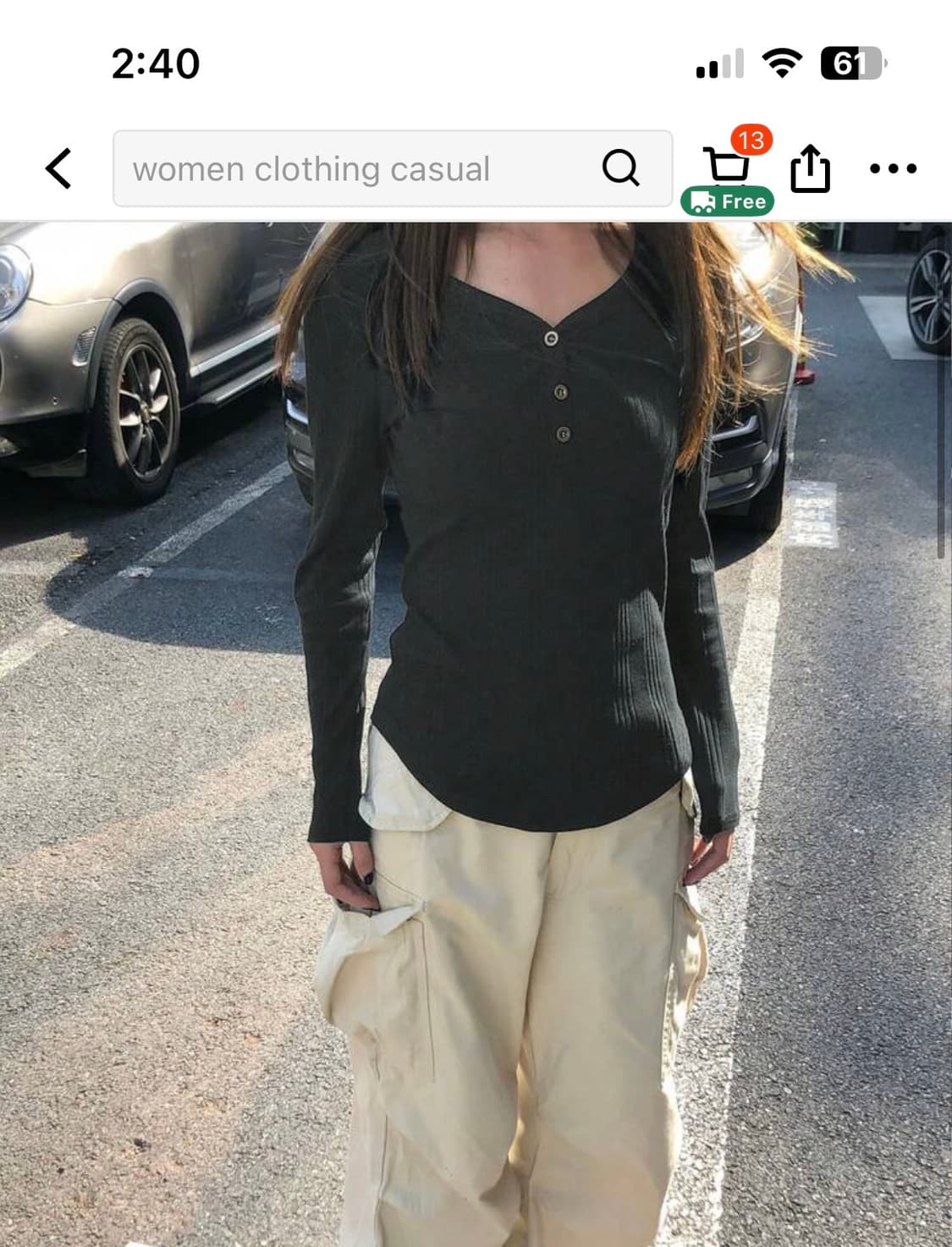 쉬인 싱글 브레스트 긴팔 티셔츠 상품이미지1