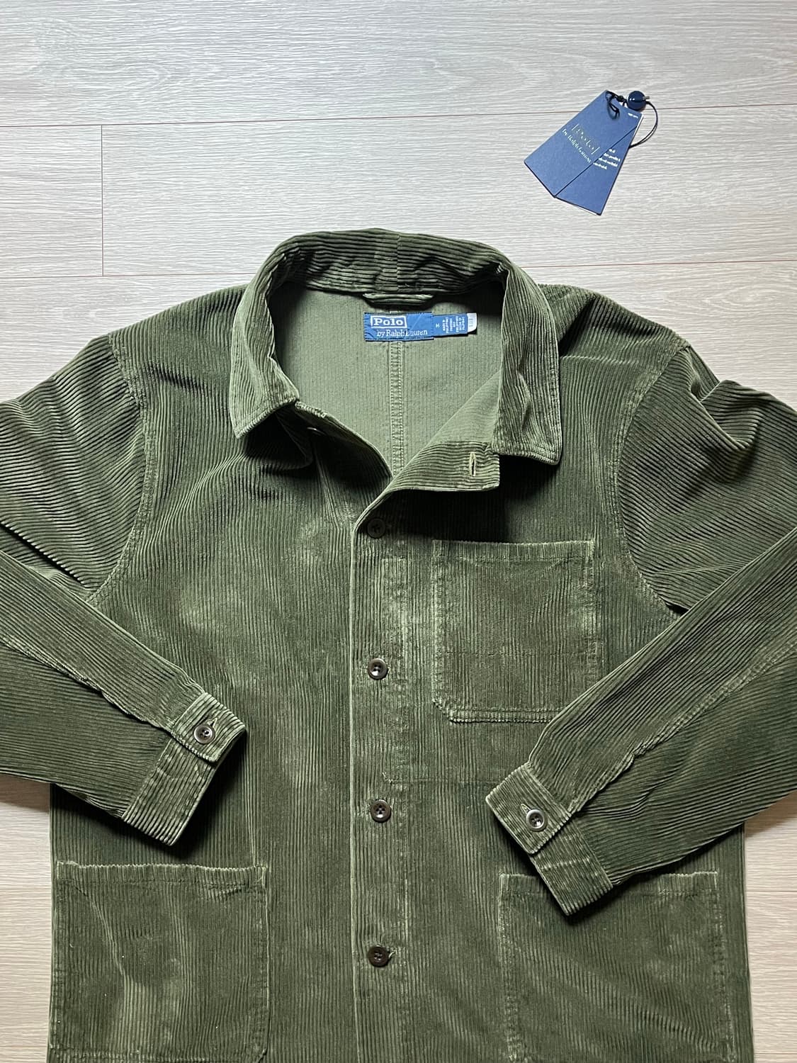  (새상품,류준열착용) 폴로 랄프로렌 코듀로이 워크자켓 셔츠 올리브 그린 상품이미지3