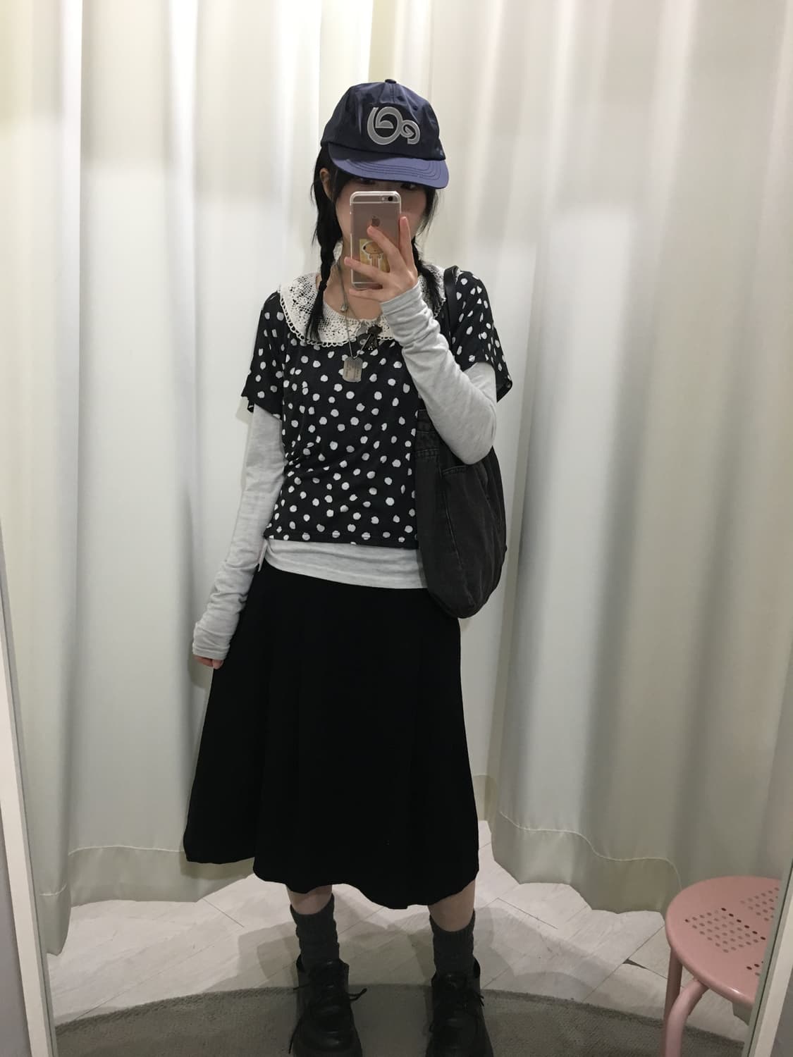 dot t-shirt + lace longsleeve SET 상품이미지5