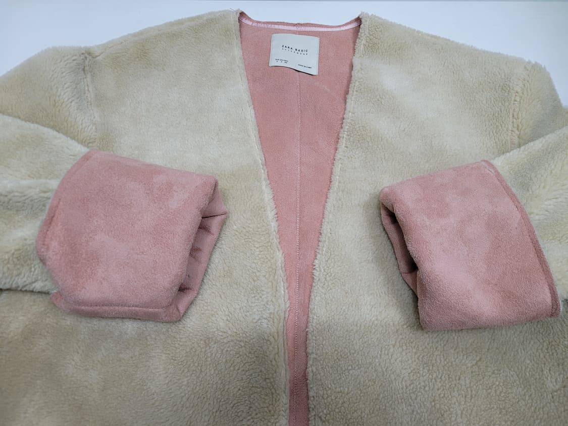 ZARA 자라 베이직 에크루 테티 셰르파 코트 / 여 S 베이지/핑크 상품이미지3