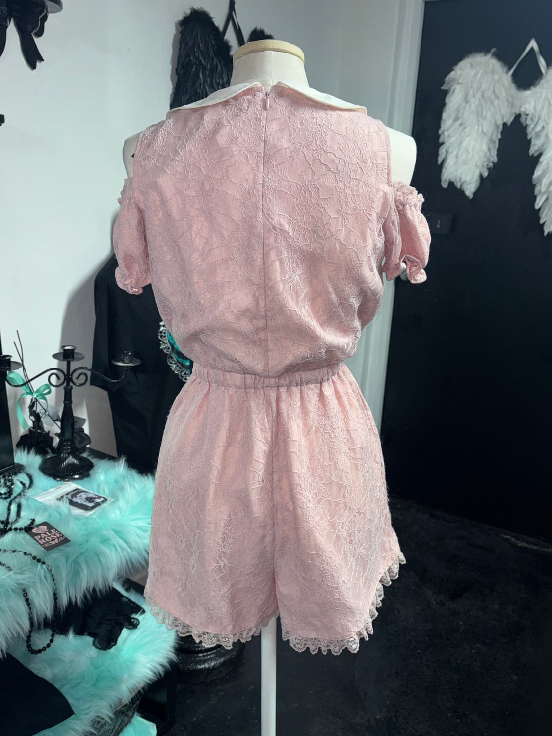 Ank Rouge Pink Lace Collar Romper 상품이미지2