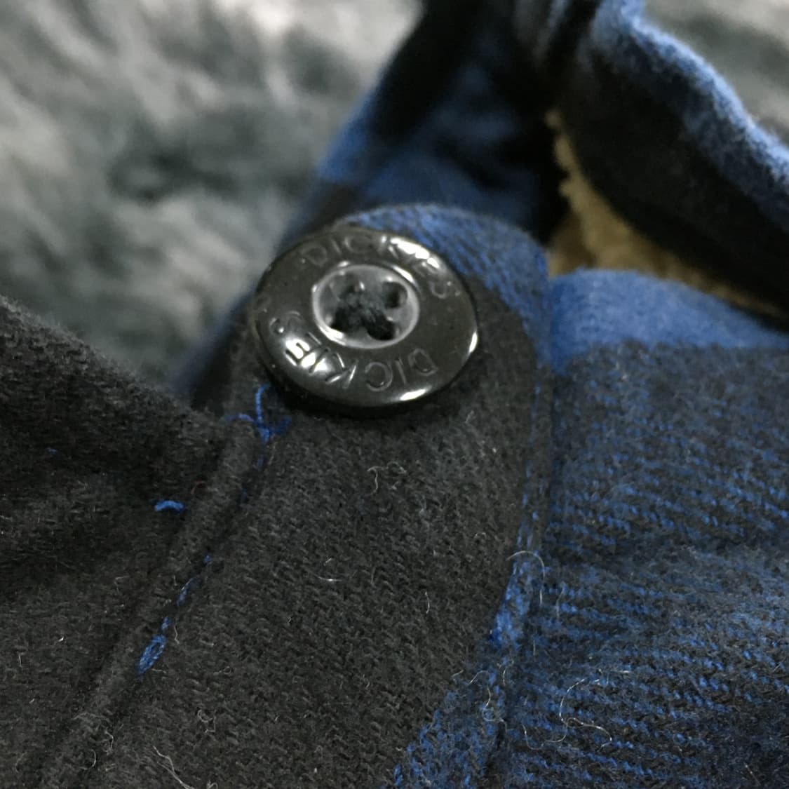 투티/0325 디키즈 체크 패턴 털 자켓 블루 블랙 상품이미지8