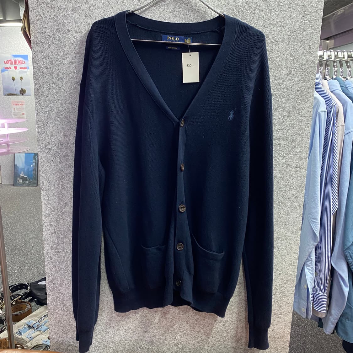 폴로 랄프로렌 클래식 네이비 브이넥 가디건 B3616 상품이미지2
