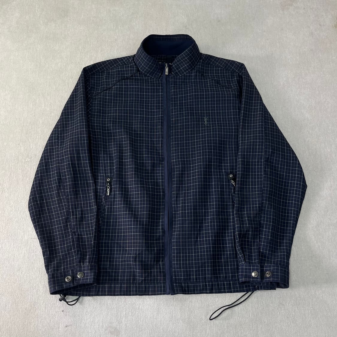 100 입생로랑 90s 빈티지체크 블루종 자켓  상품이미지1