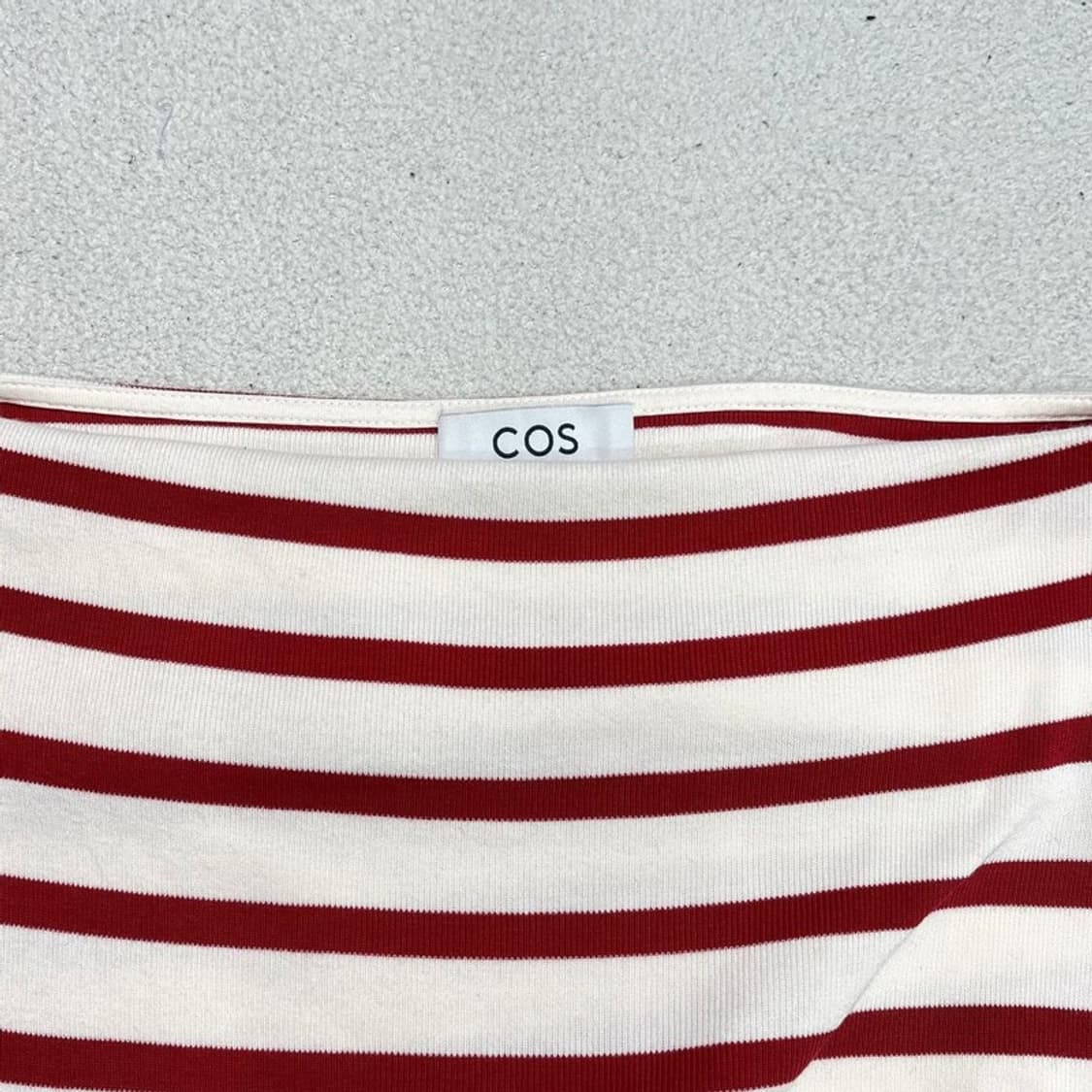 COS 레드 화이트 스트라이프 보트넥 긴팔 티셔츠 L 상품이미지3