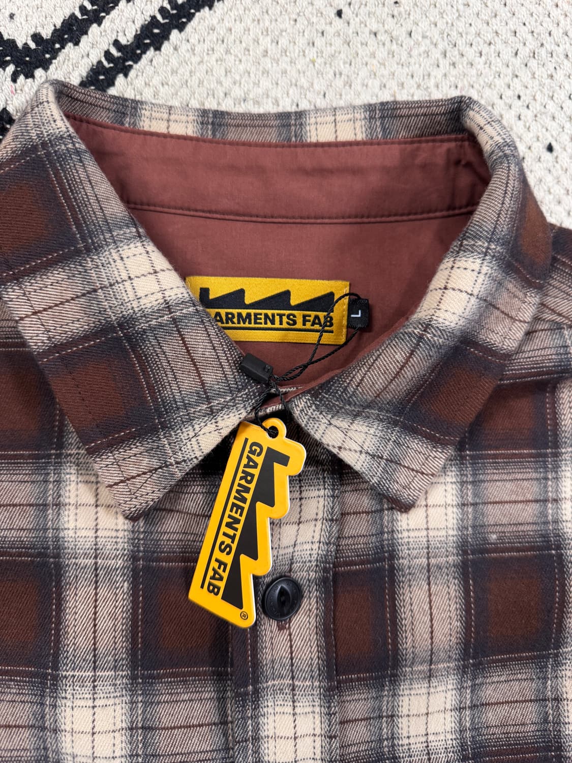 [새제품/L] 가먼츠팹 클로버 체크 셔츠 - 브라운 상품이미지4