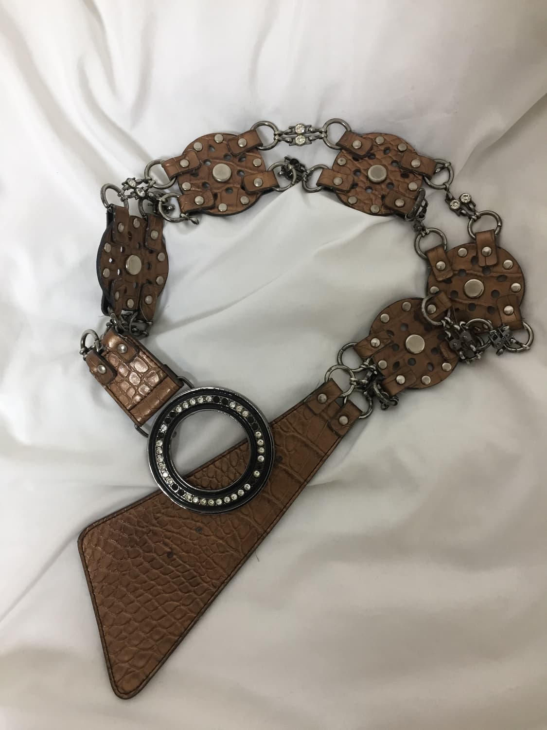 빈티지 갸루 크로크패턴 레더 체인 벨트 상품이미지2