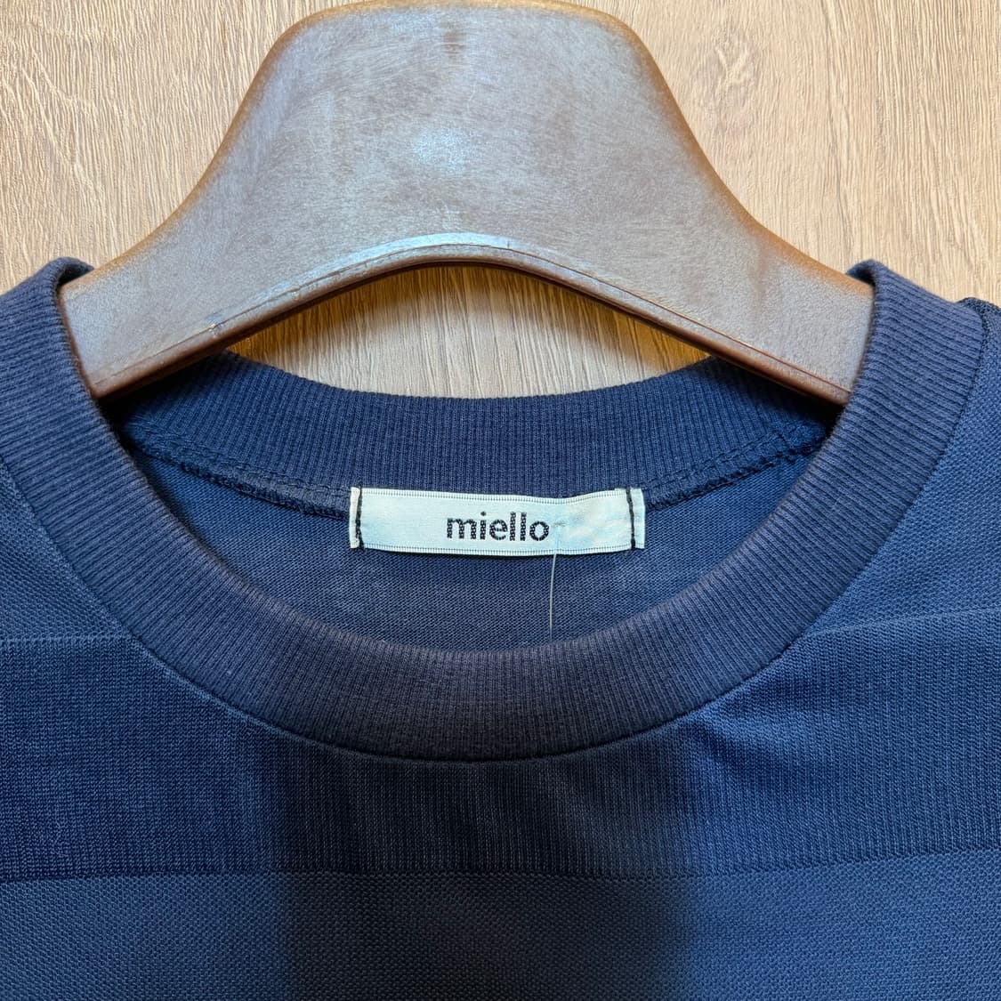 빈티지 긴팔 블라우스 쉬폰 시스루 스트라이프 배색 디테일 네이비 상품이미지6