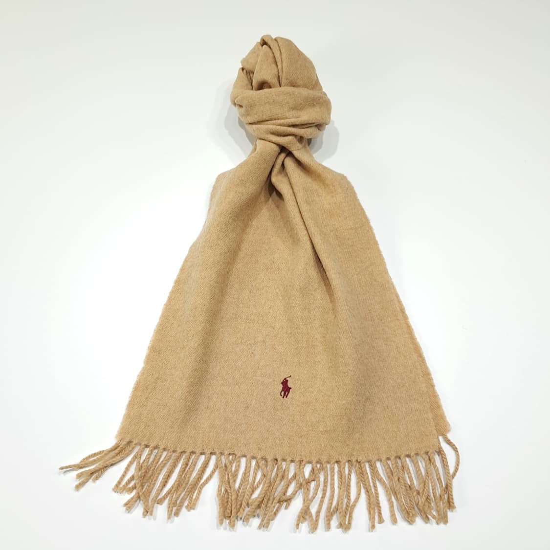 MX593 폴로 90s 스코틀랜드판 램스울 버건디포니 카멜 머플러 목도 상품이미지1