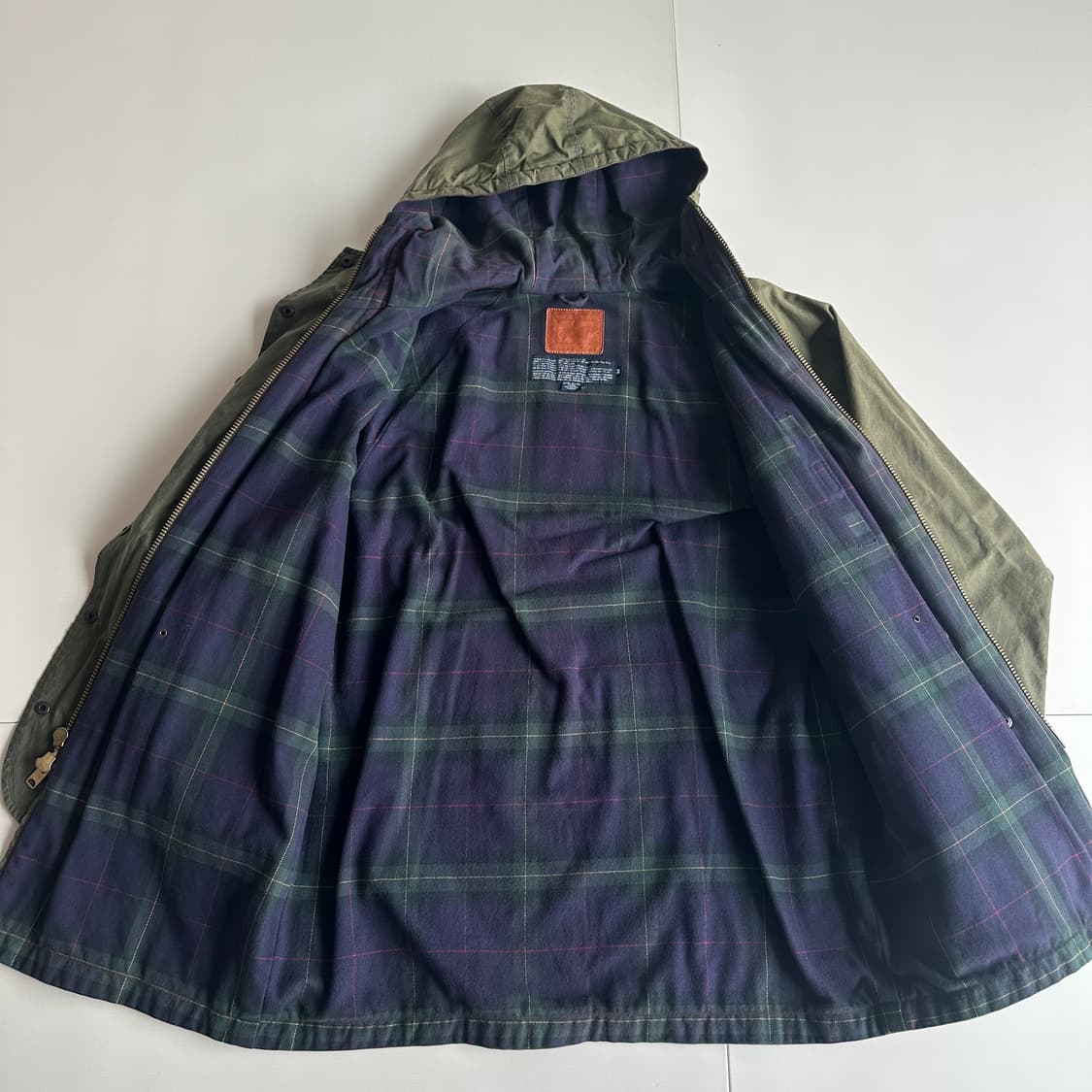 90s 폴로 스포츠맨 왁스 자켓 USA MADE 블랙와치 안감 탈론 상품이미지5