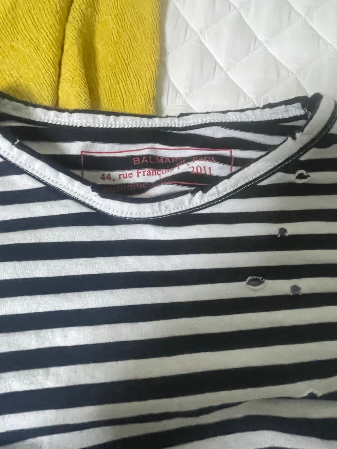 피에르 발망 스트라이프 디스트로이드 데미지 롱슬리브 2011 상품이미지2