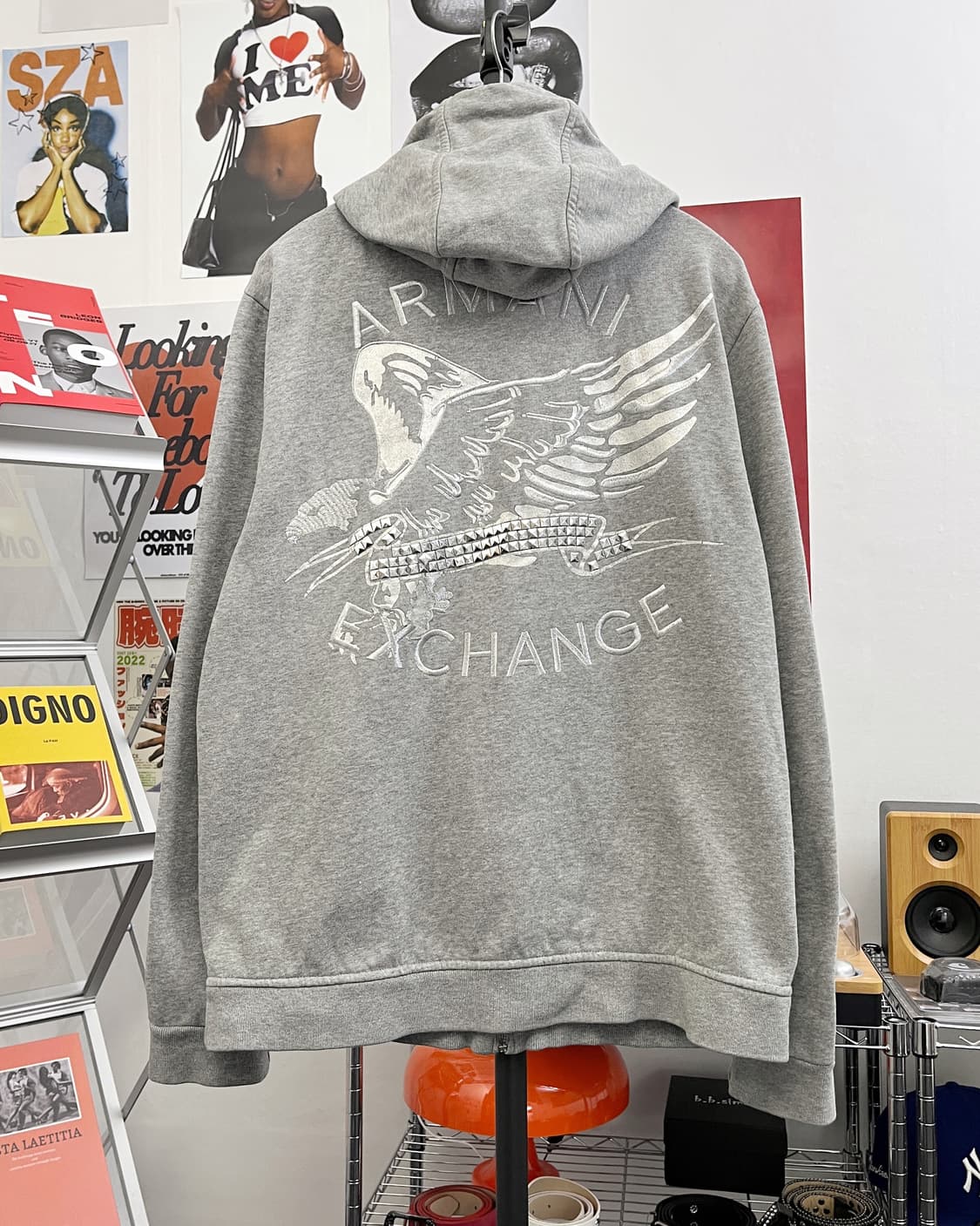 알마니 익스체인지 백로고 그레이 후드집업 상품이미지7