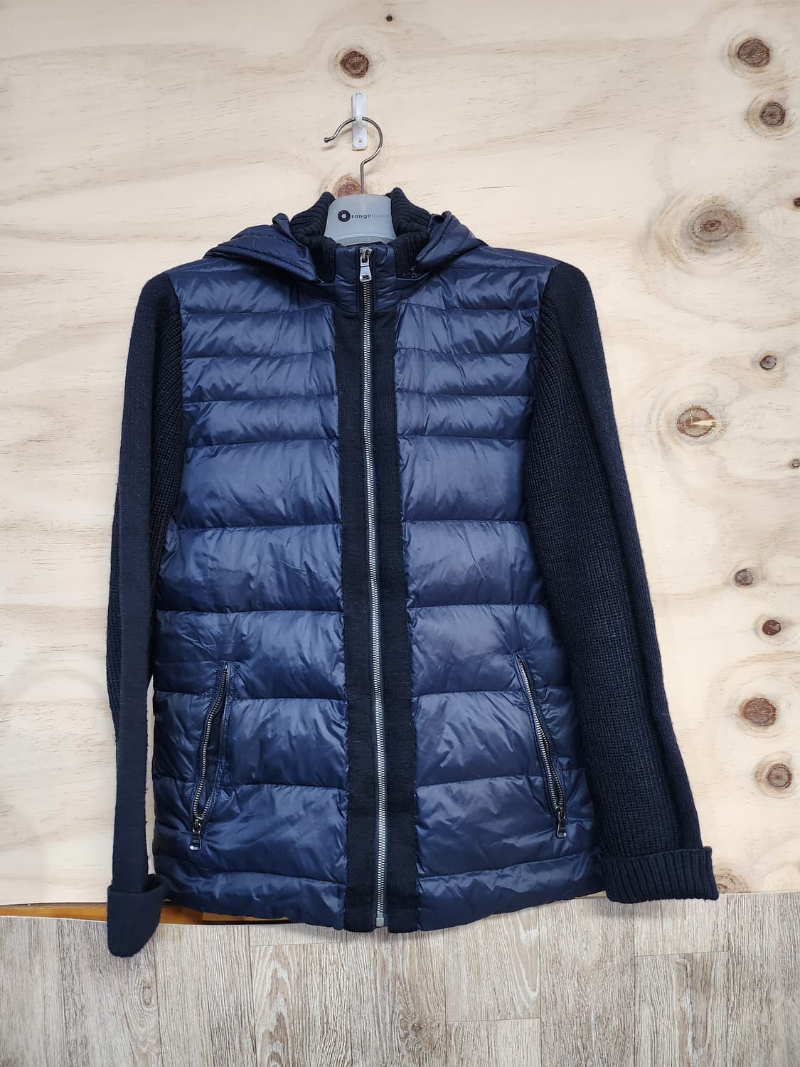 107) 페스포우 PESPOW 니트 배색 덕다운 패딩 상품이미지1