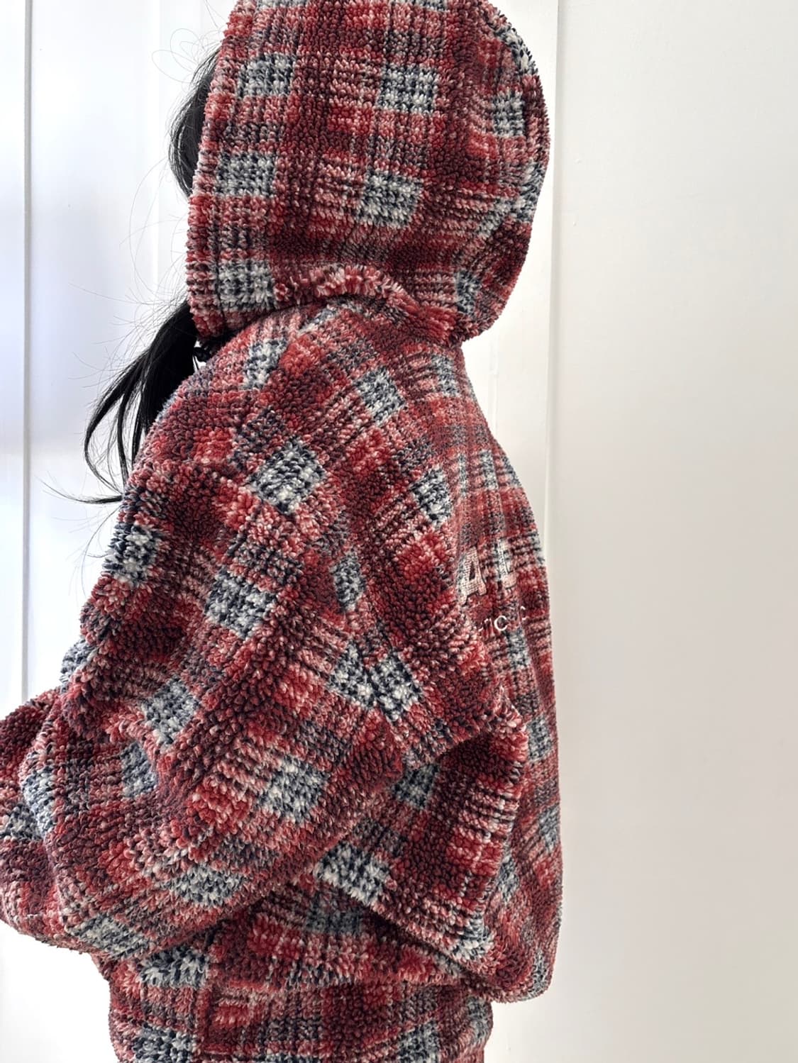 아디다스 레드 체크 후리스 자켓 상품이미지2