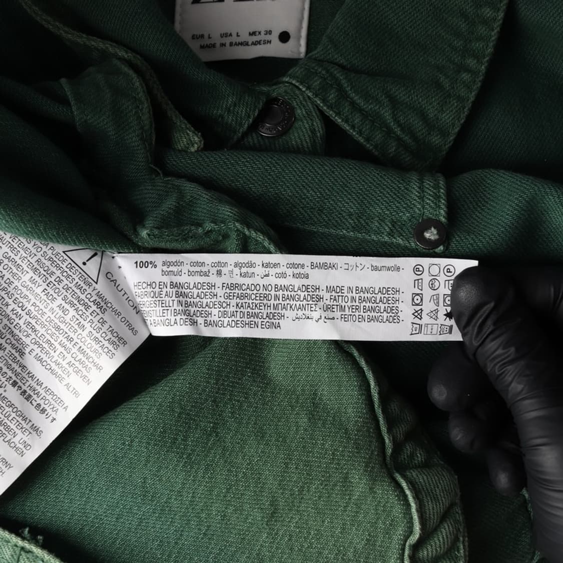 ZARA 오버사이즈 코튼 데님 워크 셔츠 그린 L 상품이미지6