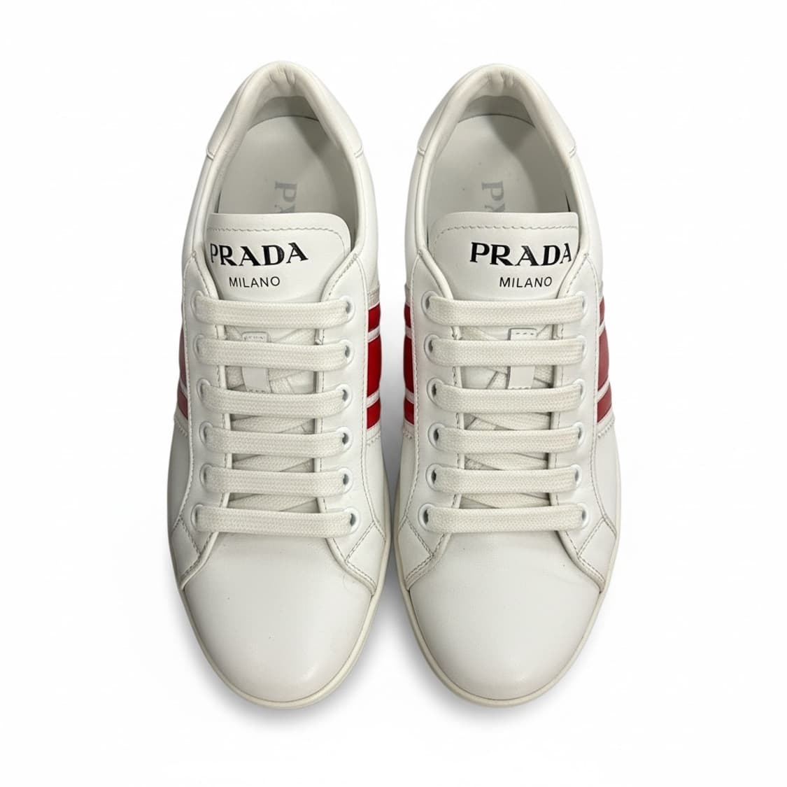 프라다 정품 1E125M 화이트&레드 컬러 비텔로 애비뉴  스니커즈 상품이미지1