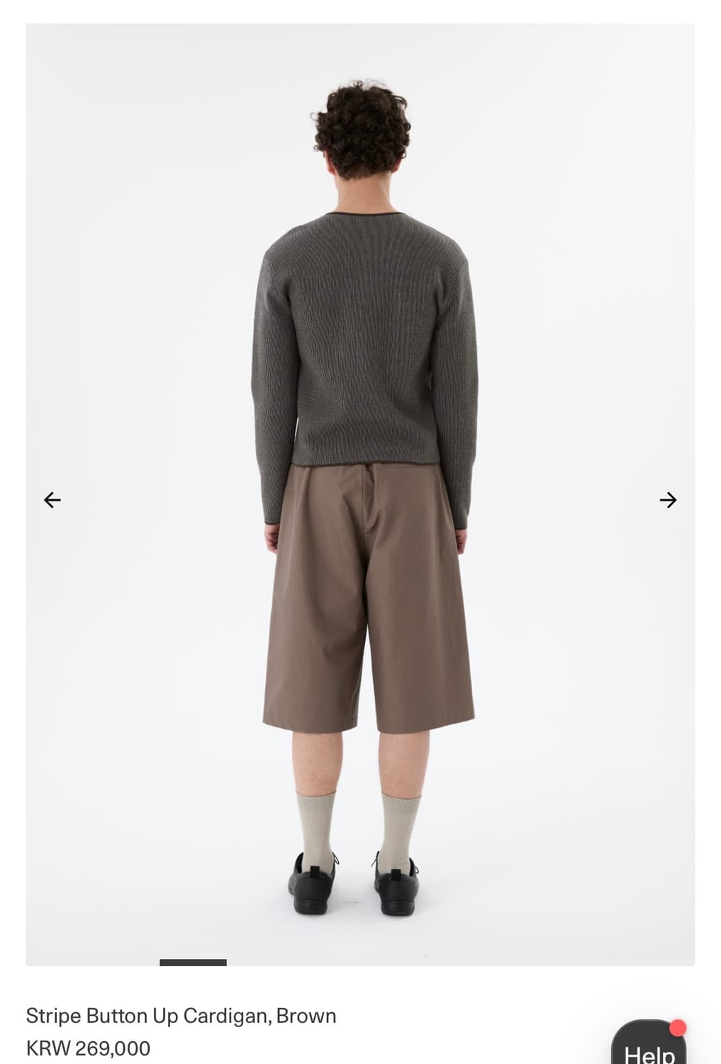 아모멘토 버튼업 스트라이프 가디건 브라운 M사이즈 상품이미지3