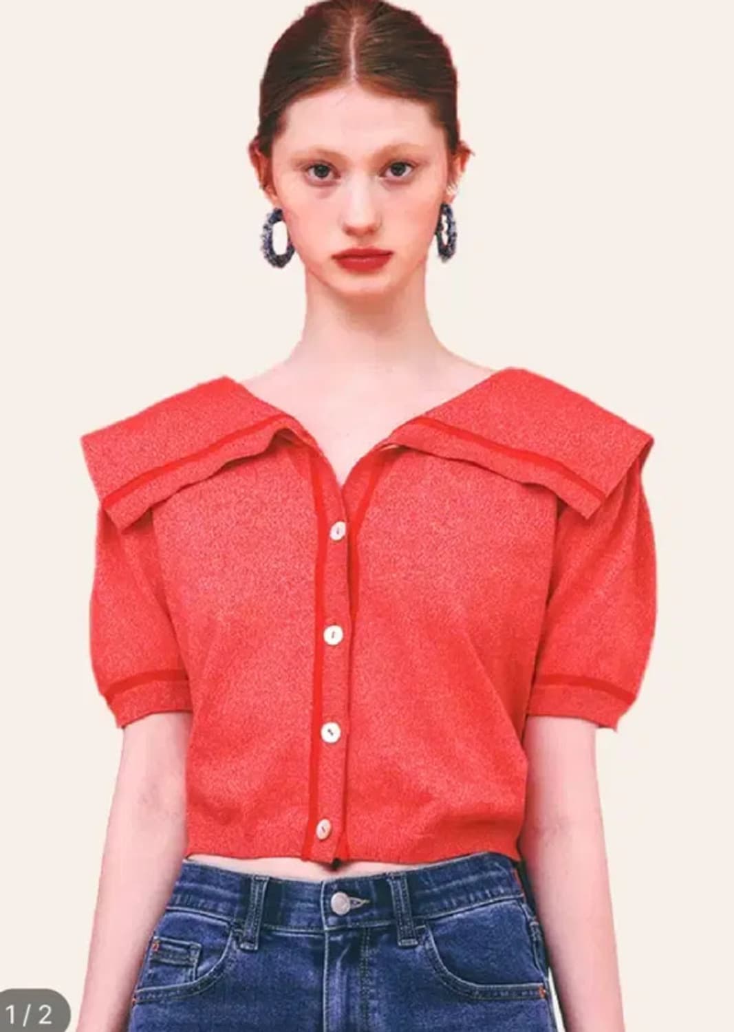 에브모우 세일러 카라 썸머 가디건 상품이미지3