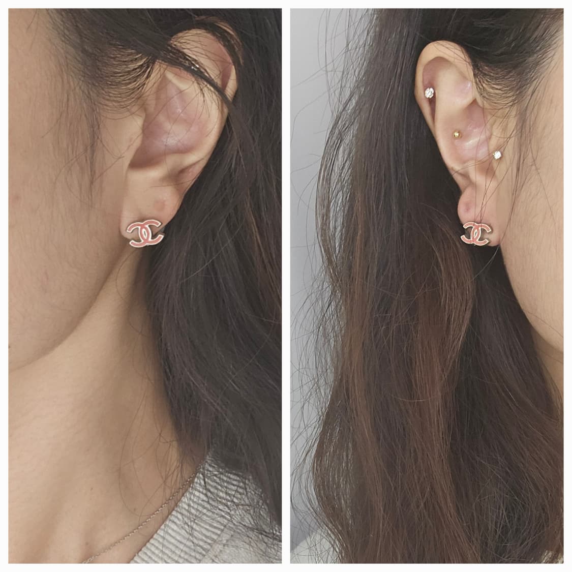 샤넬 CC 로고 빈티지 코랄핑크 귀걸이 [정품/풀박스] 상품이미지5