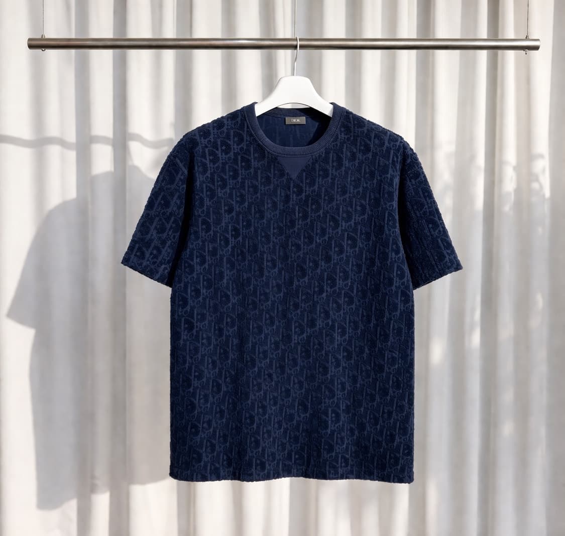 (XL) 디올 오블리크 테리 니트 반팔 티셔츠  상품이미지1