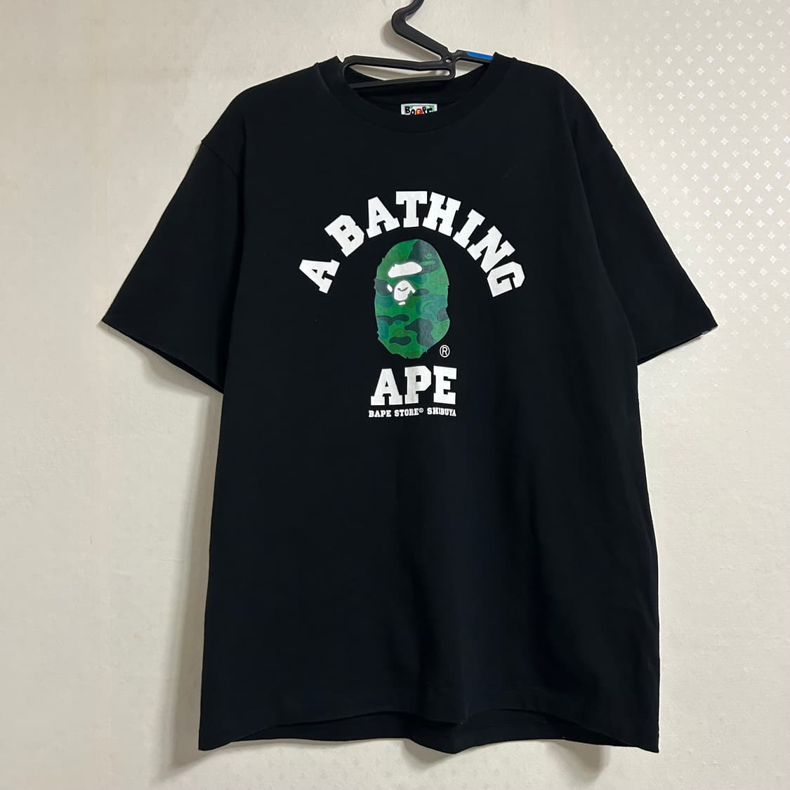 BAPE 베이프 퍼스트 카모 컬리지 반팔 티셔츠 블랙 그린 L 상품이미지4