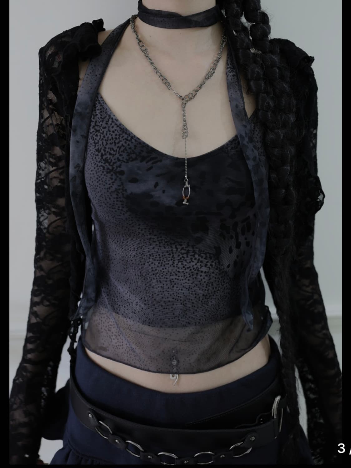 Sheismiae 미애 레오파드 슬리브리스+스카프+벨트 상품이미지2