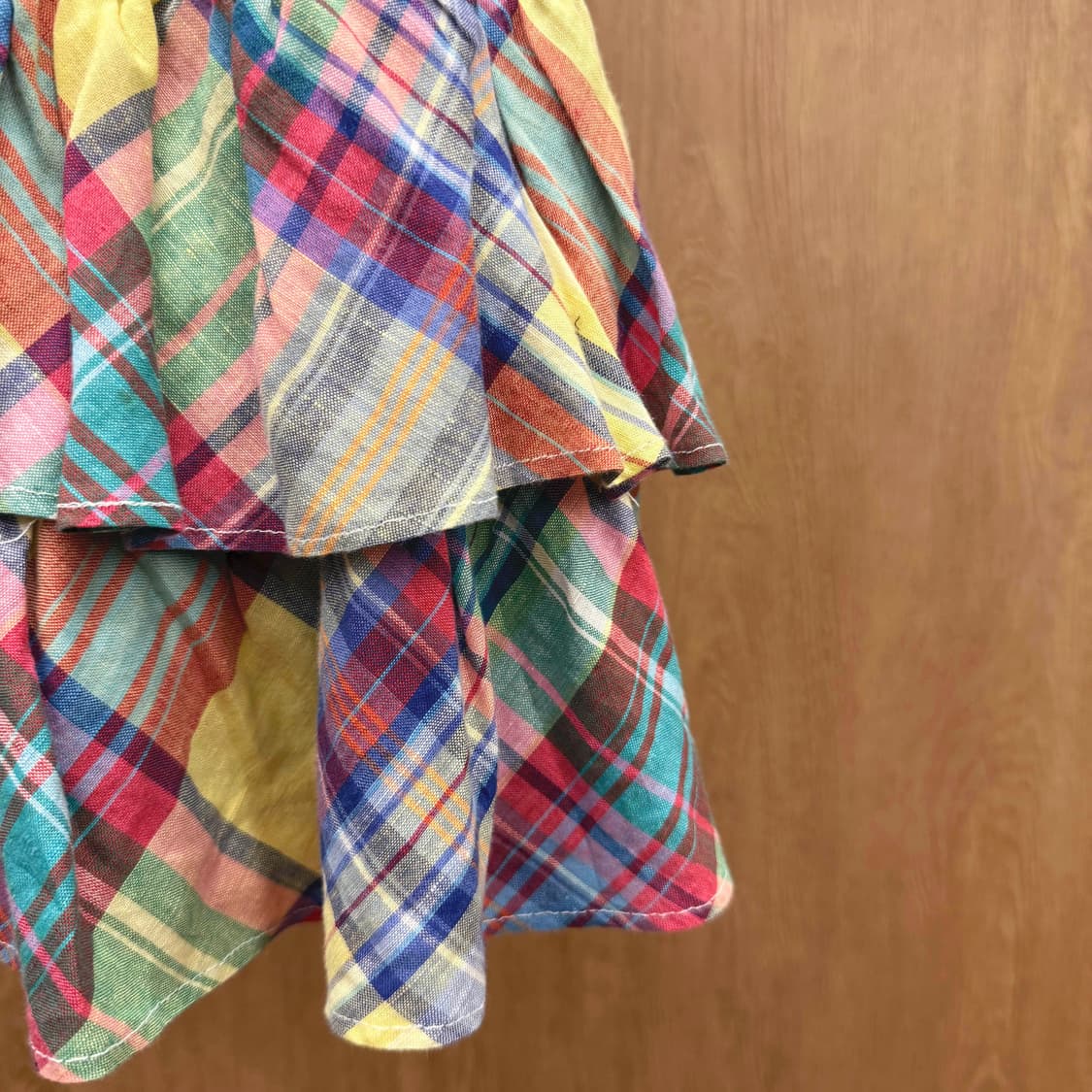 폴로 랄프 로렌 멀티 체크 슬리브리스 원피스 셔링 허리 밴딩 프릴 디테일 상품이미지6