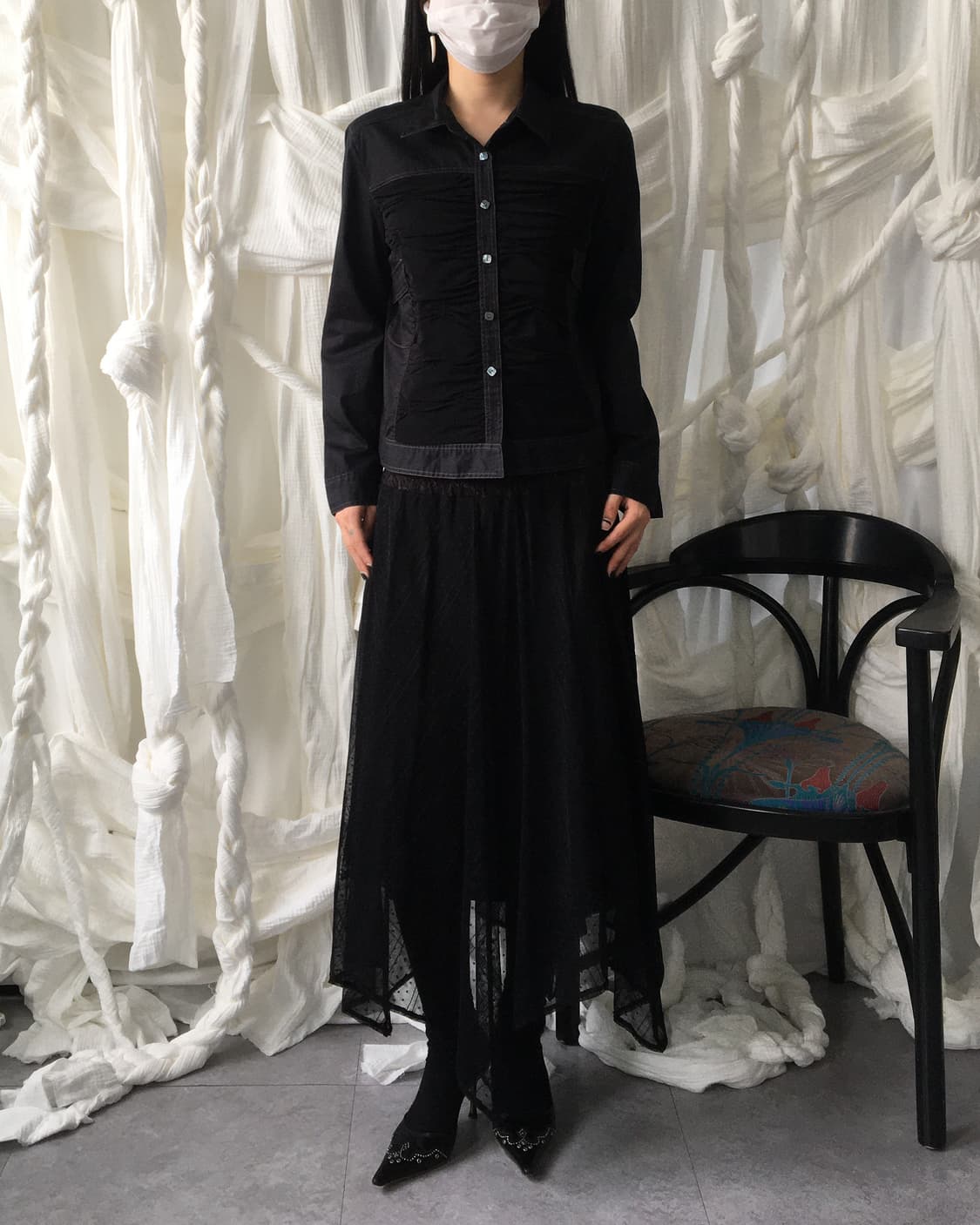 Shirring layered point shirt 상품이미지6