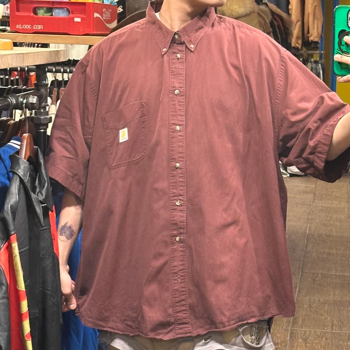 [HI] 칼하트 반팔셔츠 버건디 상품이미지1