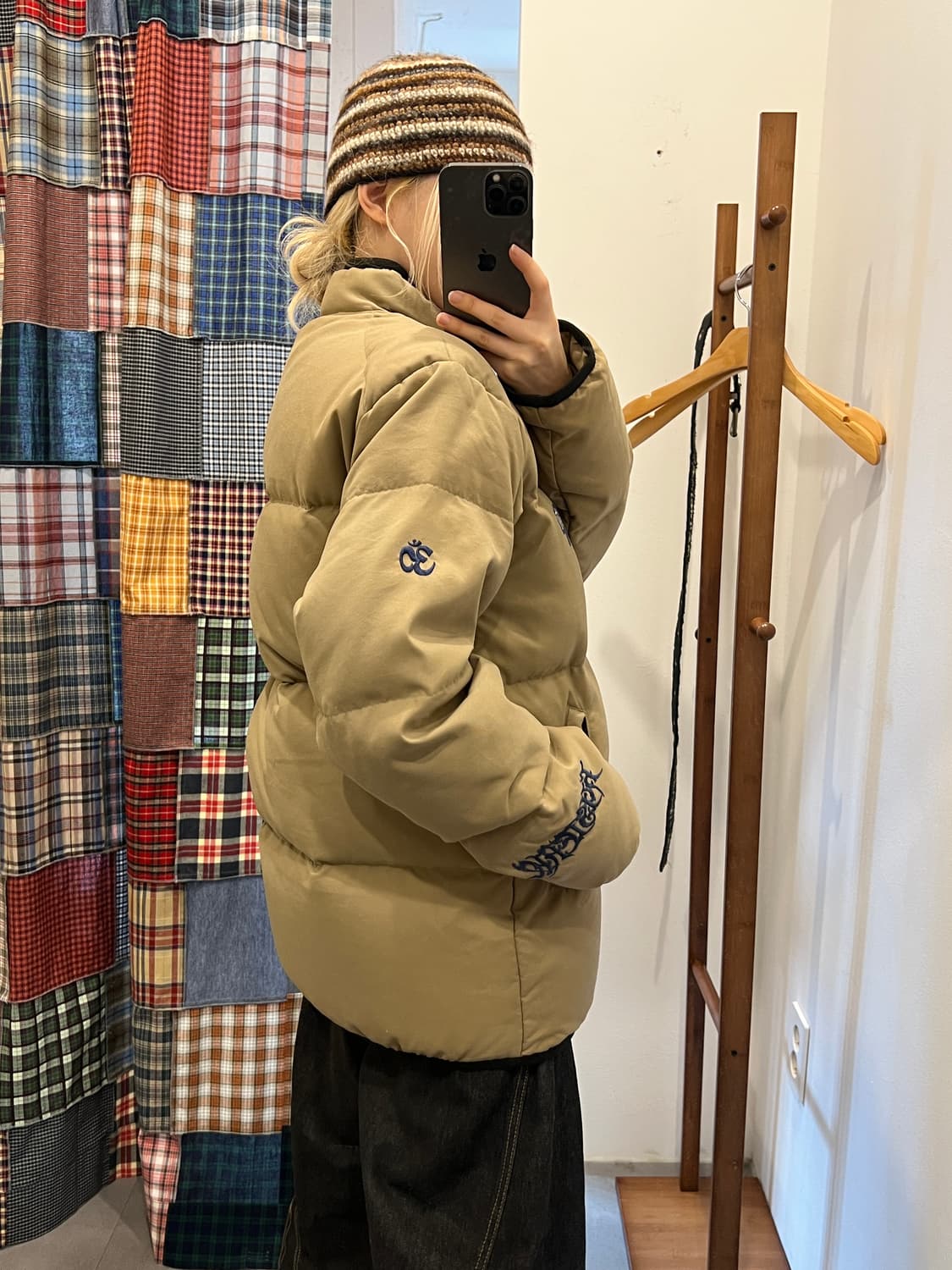 히스테릭글래머 카키베이지 로고 퀄팅 패딩 상품이미지5