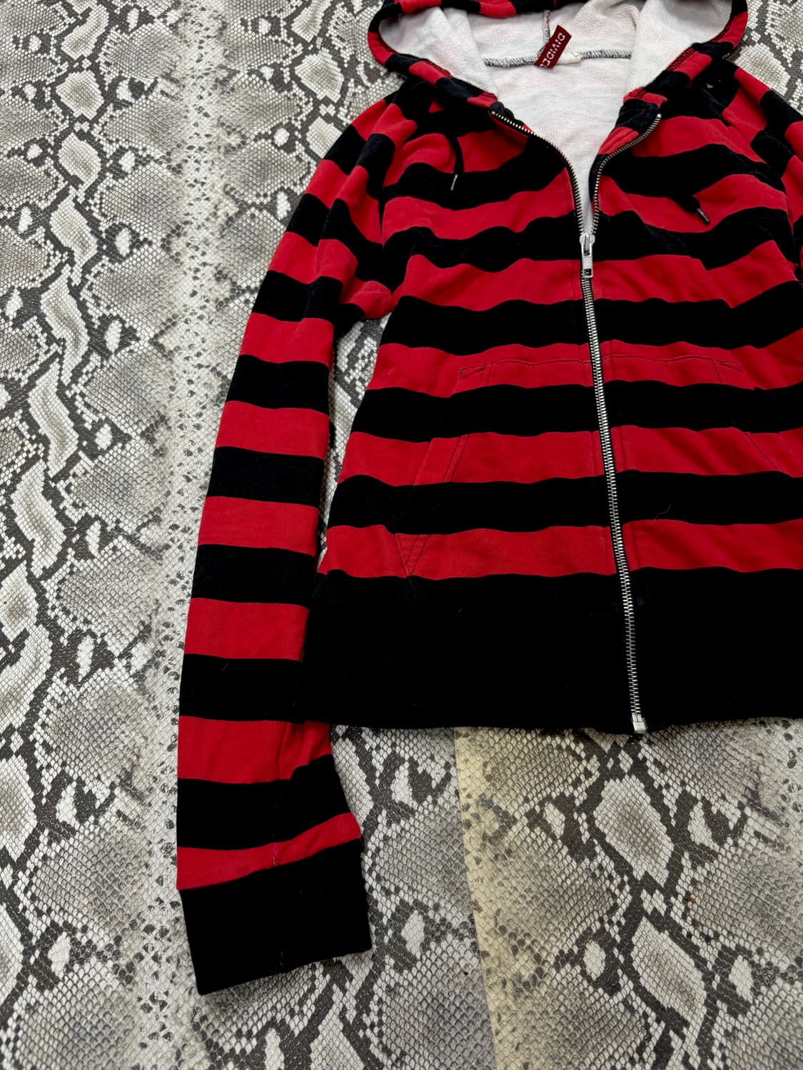 “Vintage” Kitsch Red Stripe Hooded Zip U 상품이미지4