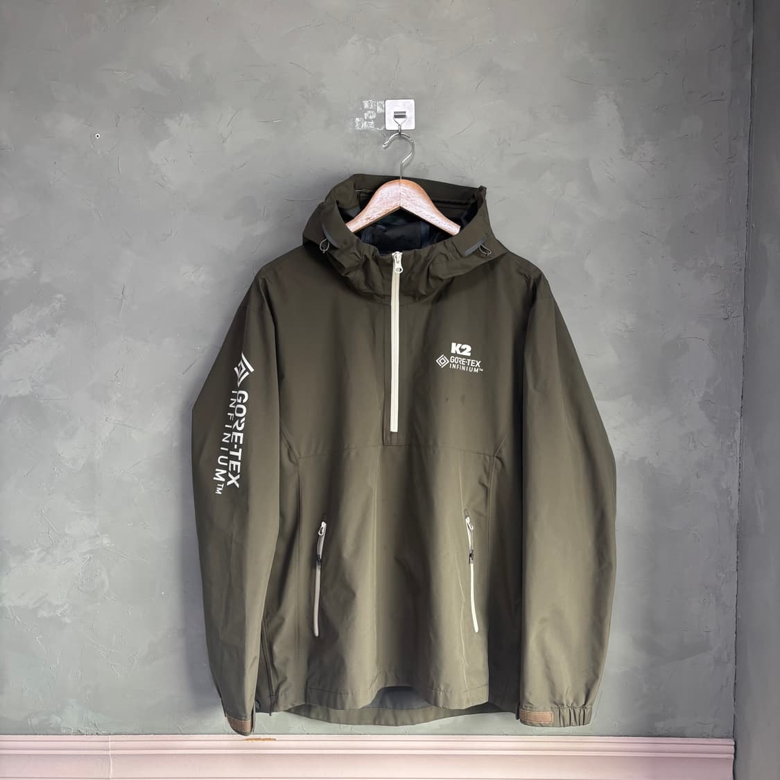 K2 고어텍스 반집업 바람막이 다크 베이지 카키 상품이미지1
