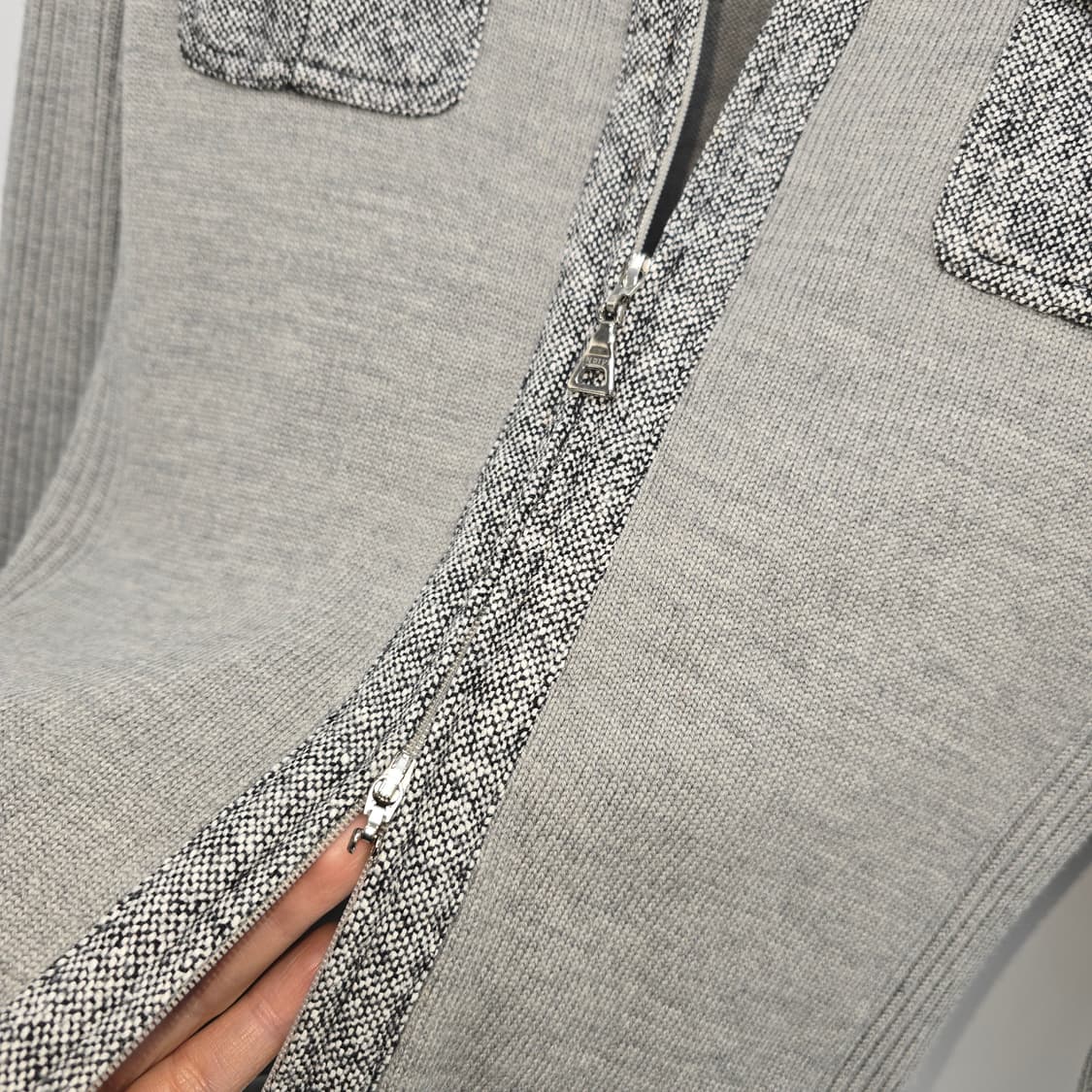 Indivi 회색 니트 집업 가디건 상품이미지4