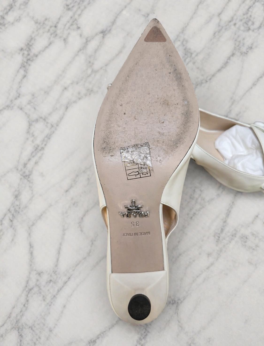 프라다 슬링백 힐 (오프화이트/아이보리) 라인 / 35 (220~225) 상품이미지6