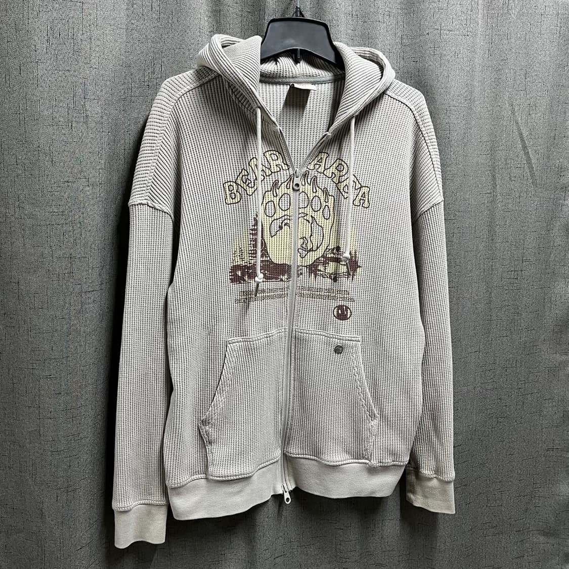 [오버핏] 애드오프(ADDOFF) 베어 그래픽 와플 후드 집업 상품이미지2